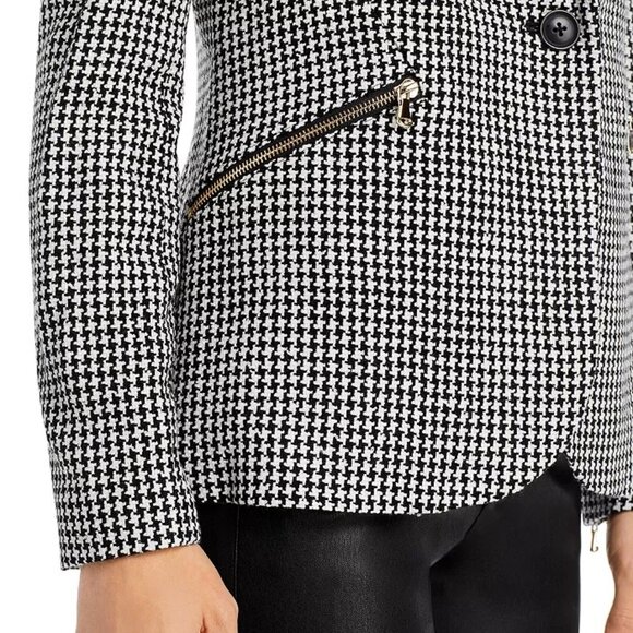 NWT! T TAHARI Houndstooth Blazer Jacket w/ Zippers - Picture 5 of 7